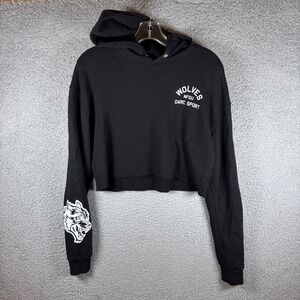 Darc Sport Sweater Hoodie Womens Small Black Wolves Club Cropped Pullover